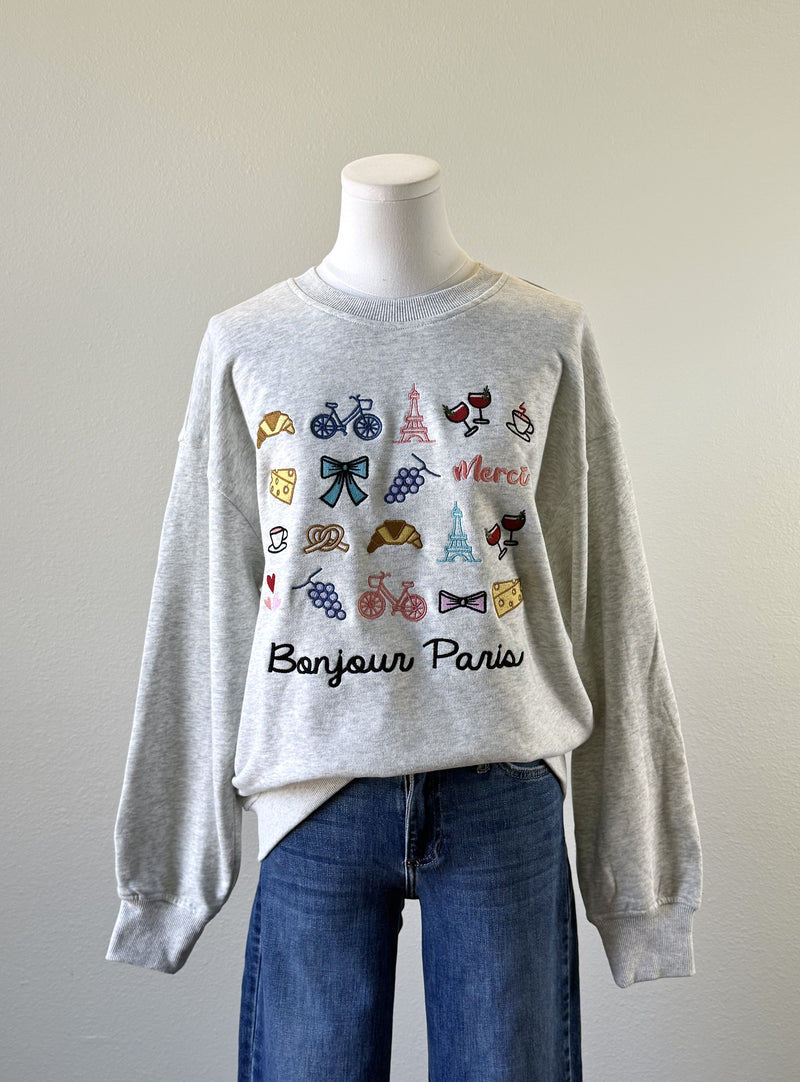 Bonjour Embroidered Sweatshirt