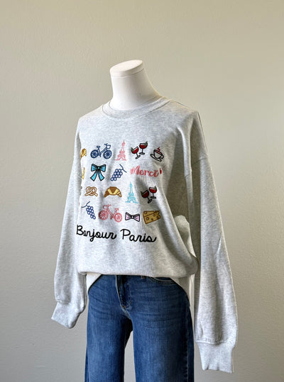 Bonjour Embroidered Sweatshirt